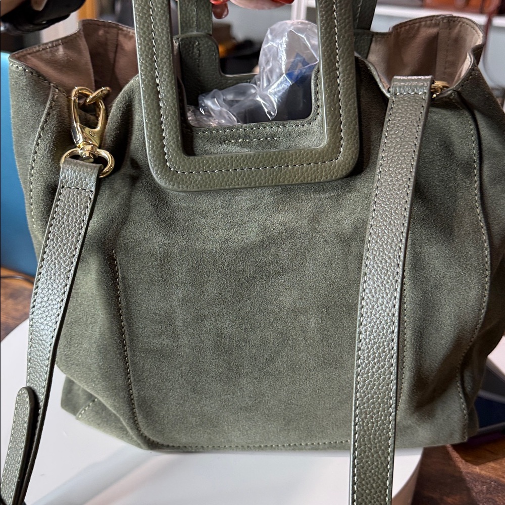 Women’s Olive Green Suede Satchel - Stylish Everyday Bag